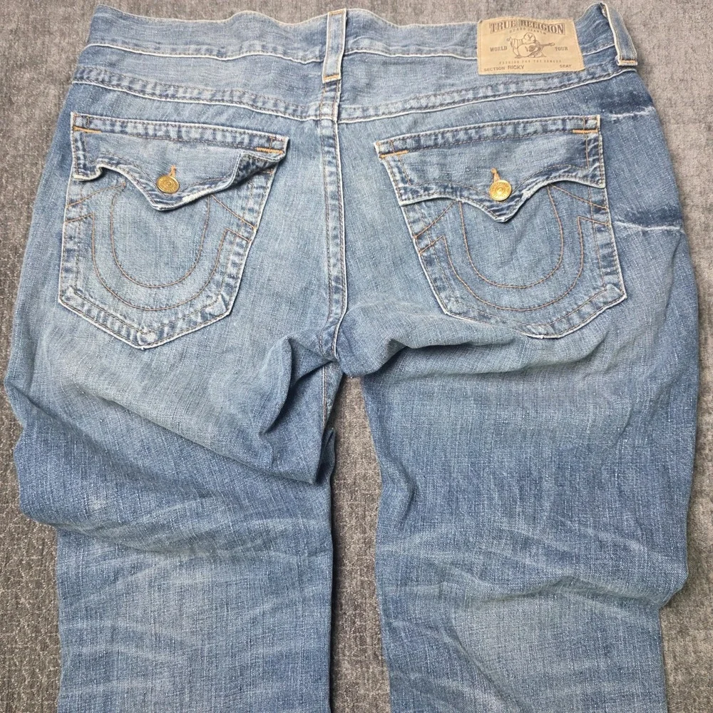 True Religion Jeans Ricky Baggy Flap Pocket Mens 38 Fits 41x35 USA Distressed